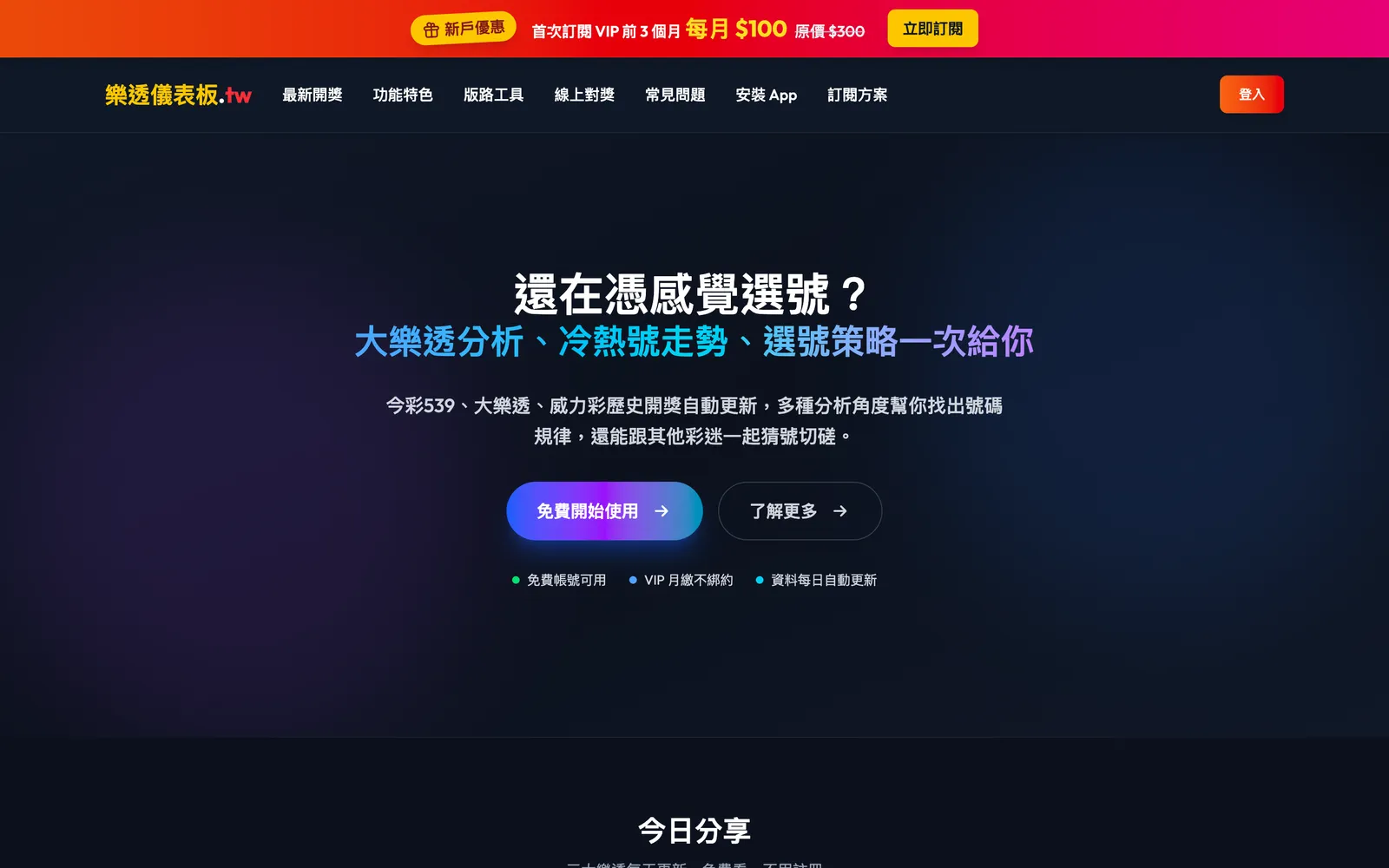 樂透儀表板.tw 畫面